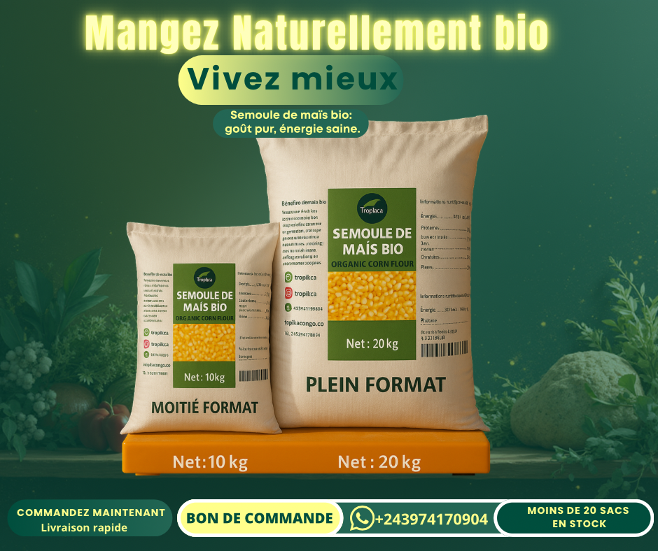 Semoule de Maïs Bio Jaune 10kg – Tropikca (20 kg & 10 kg)
