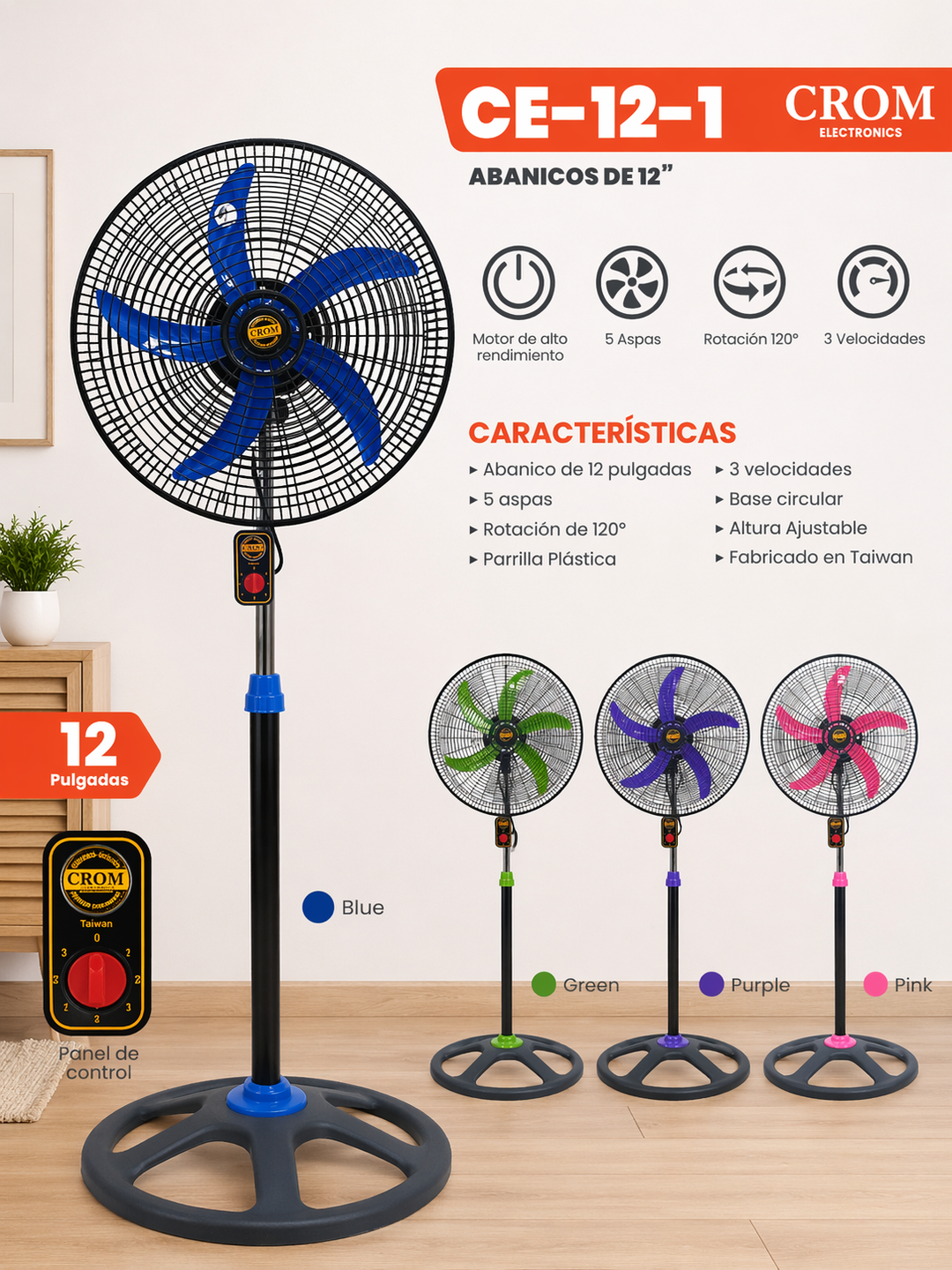  VENTILADOR DE PEDESTAL CROM 12” 