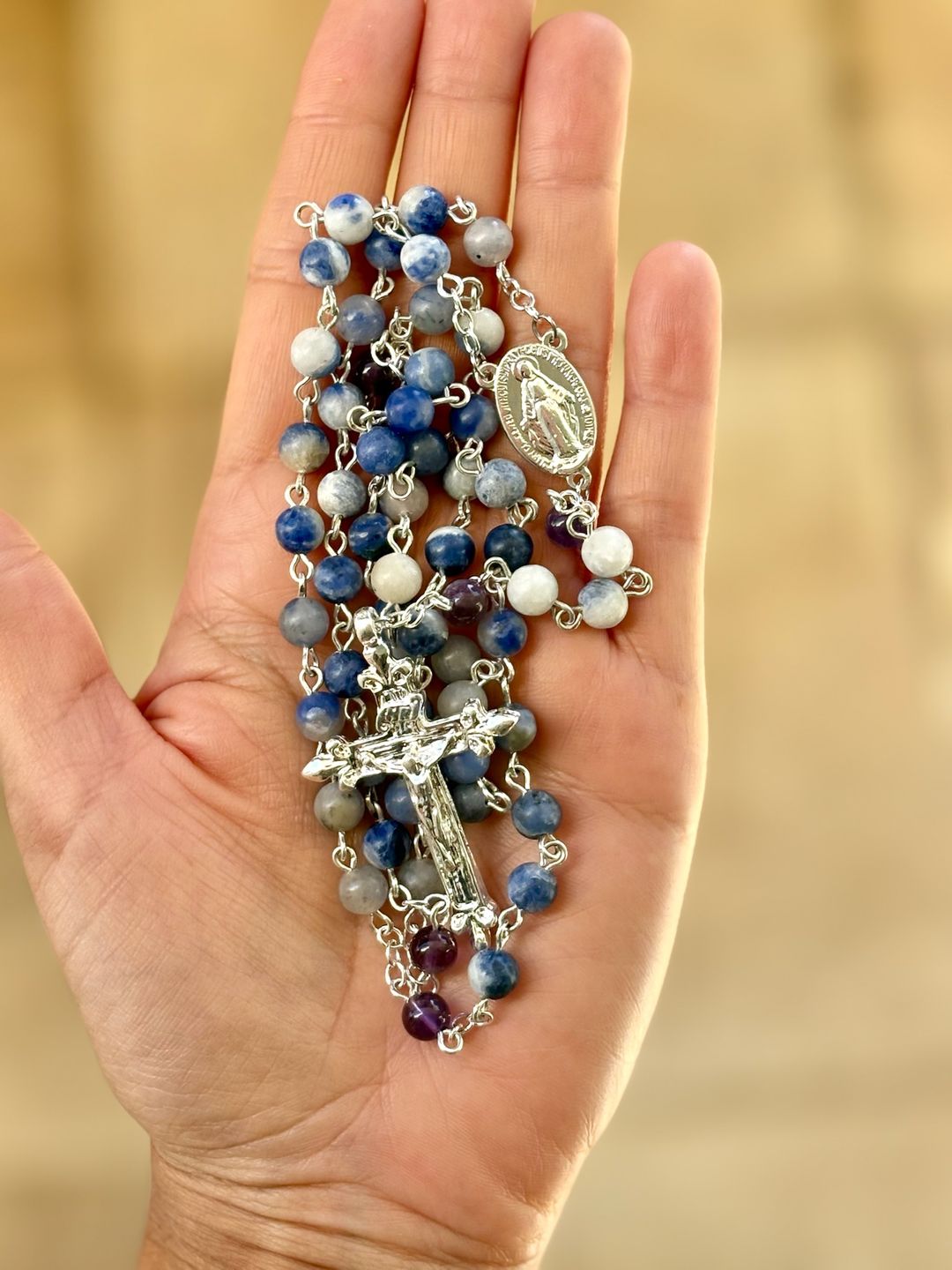 Rosario de Sodalita baño de plata 6mm