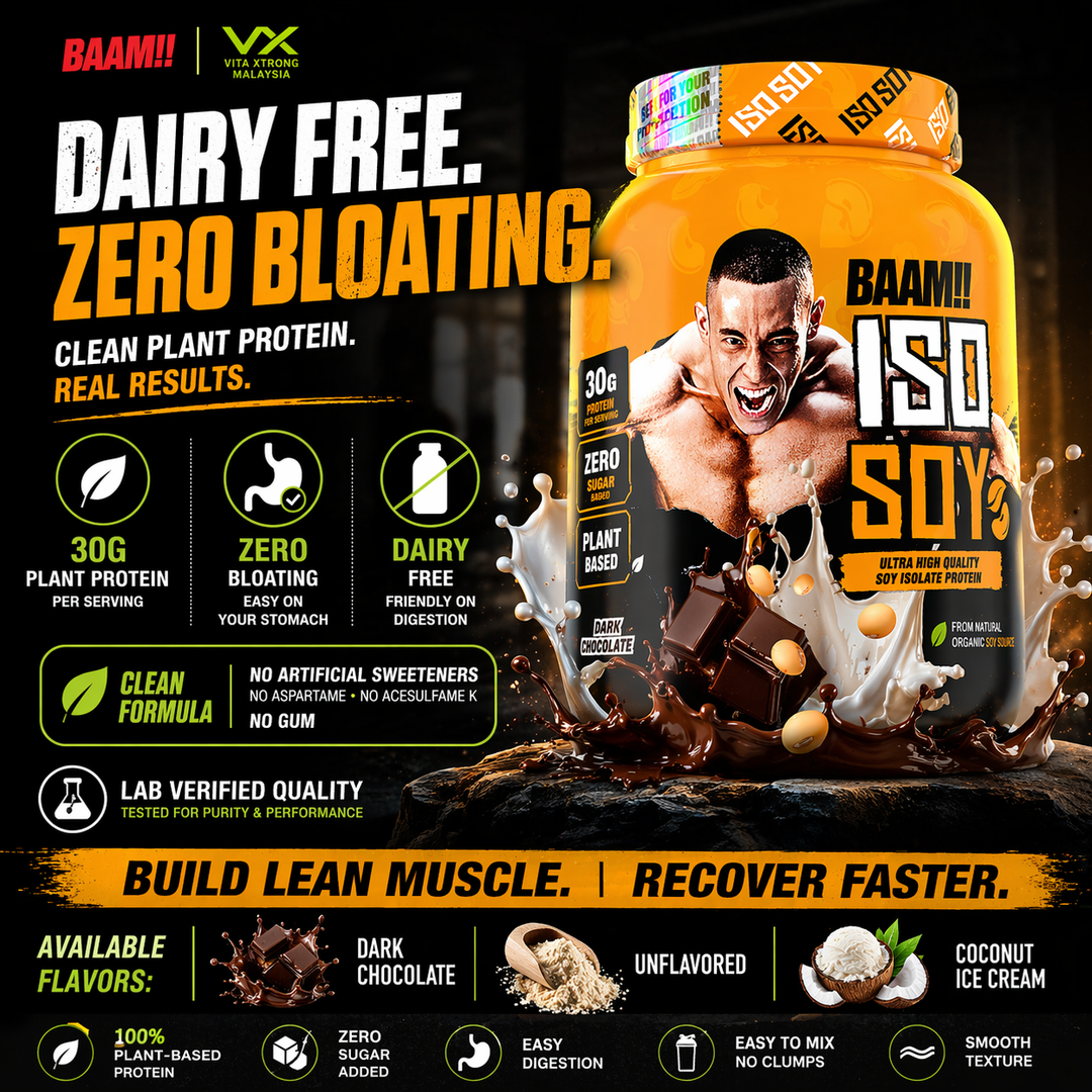 BAAM!!™ ISO-SOY Plant Protein Isolate (5lb / 2.3kg) | 30g Soy Isolate Protein • Vegan • Lactose-Free • Lab-Tested Premium Plant Protein [VX