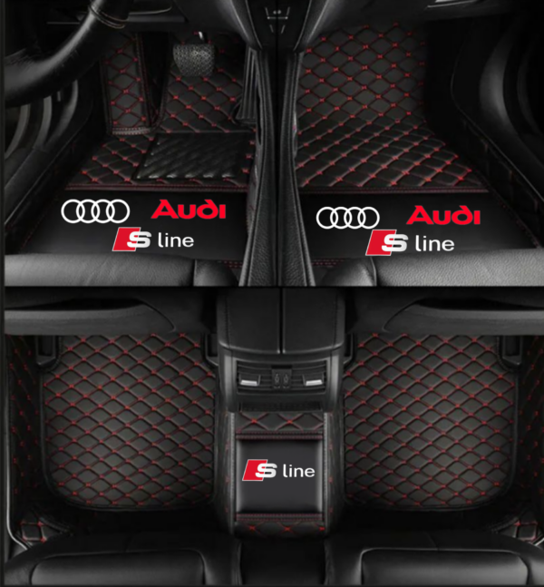 TAPIS 8D plus LUXURY-AUDI  (NOIR/Rouge)