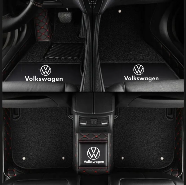 TAPIS 9D LUXURY-VOLKSWAGEN  (noir/rouge)+ mokitte noir
