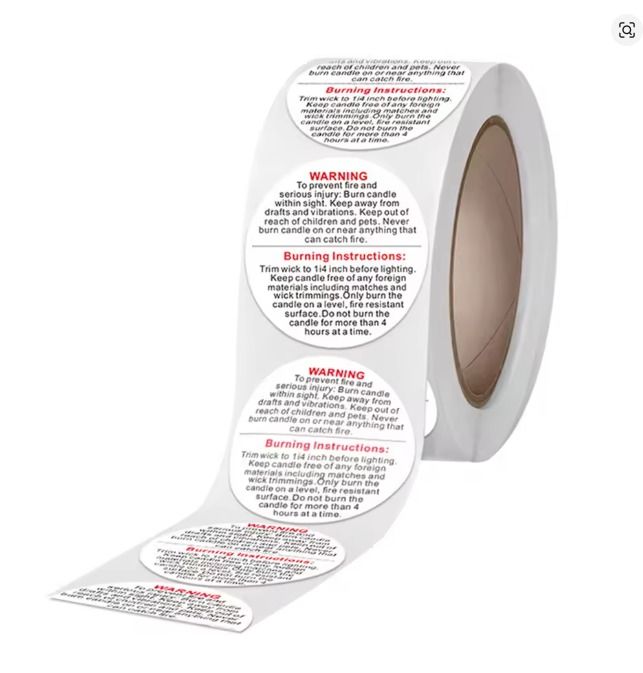 Etiqueta adhesiva de Advertencia para velas. 