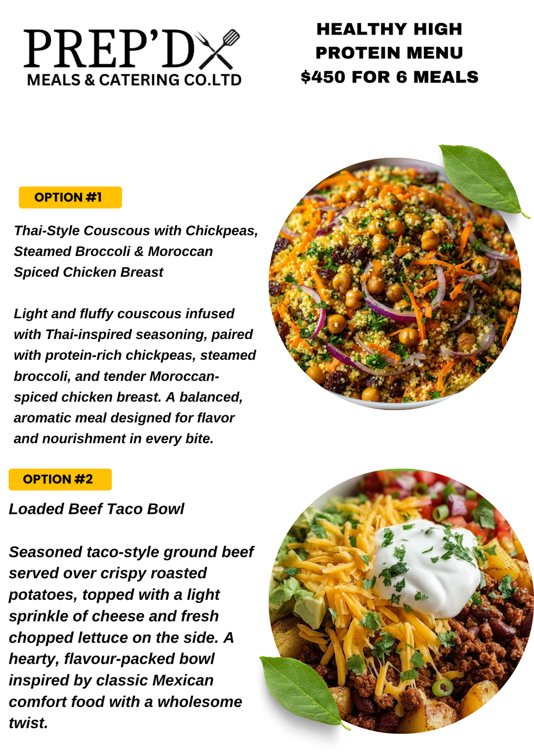 Healthy high protein meals 