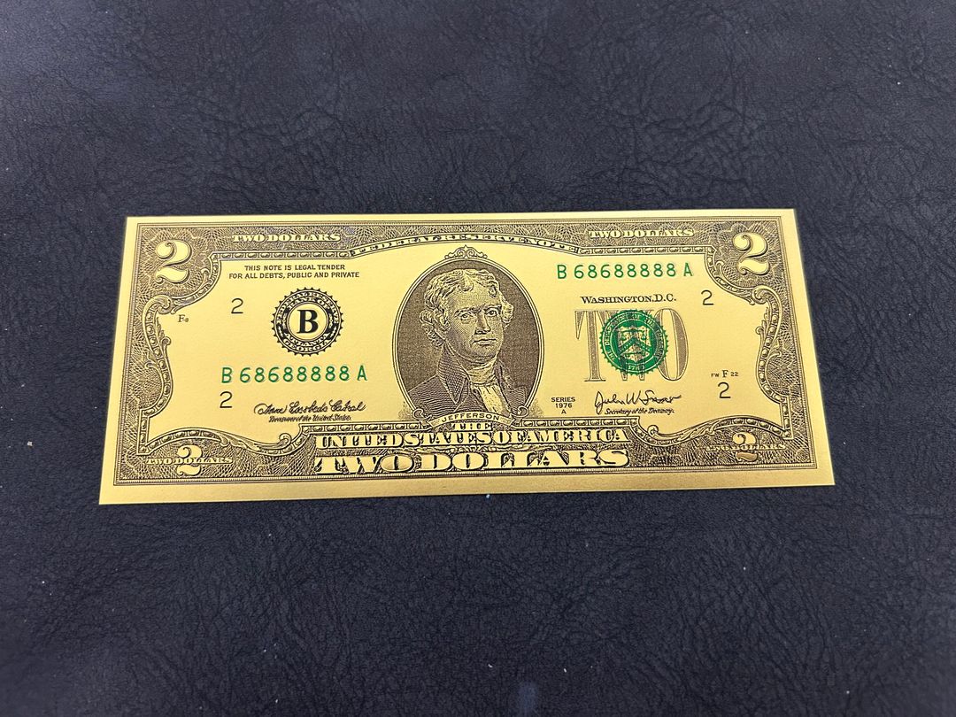 U.S. Two Dollars Jefferson Note – 24K Gold Plated Collectible Note