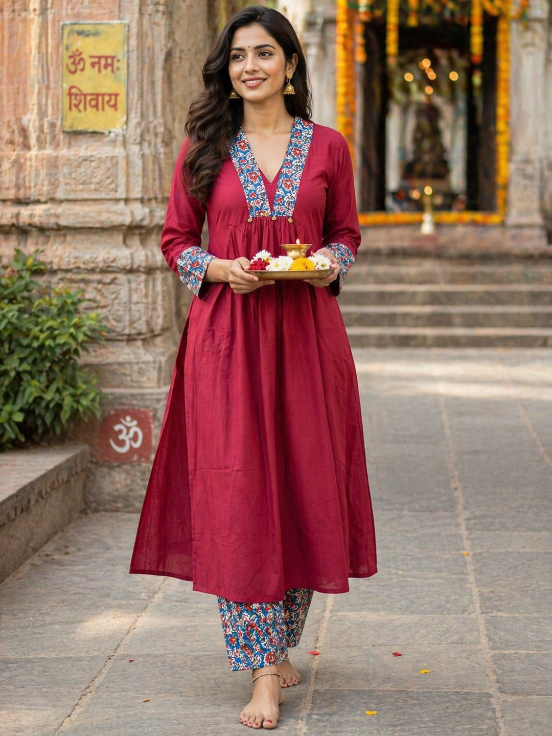 Cotton Cordset Kurtis with Kalamkari Pant