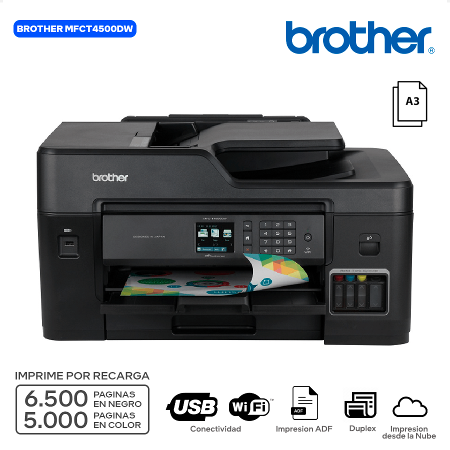 BROTHER MFCT930DW / MULTIFUNCIONAL / IMPRESORA A3 / ESCANER / COPIADORA / DUPLEX / ADF / NUBE / WIFI 