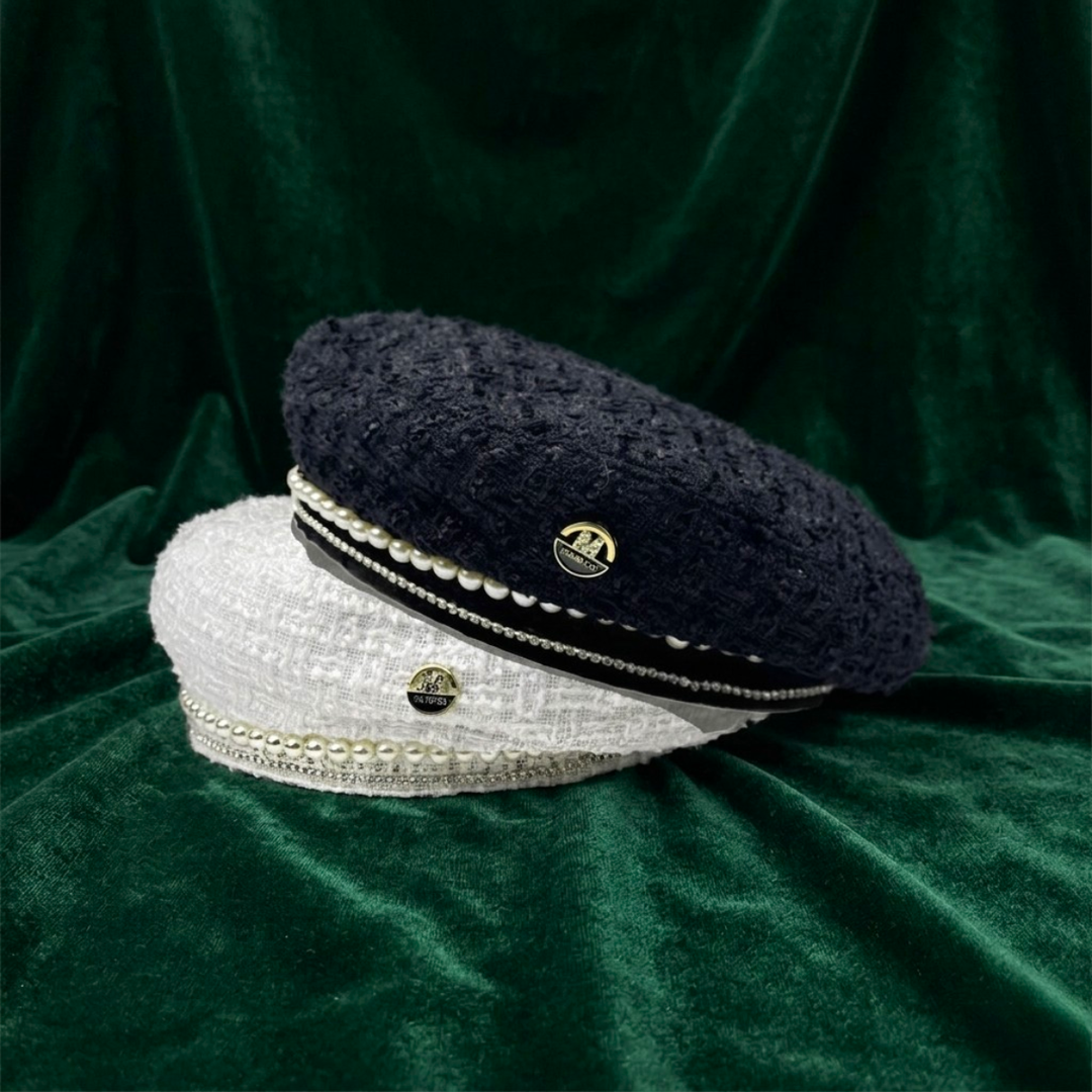 Colección: L' Empive Prive - Boinas Militares Tweed con Perlas