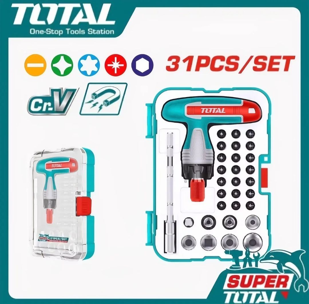 TOTAL 31 pcs Screwdriver and Bits set