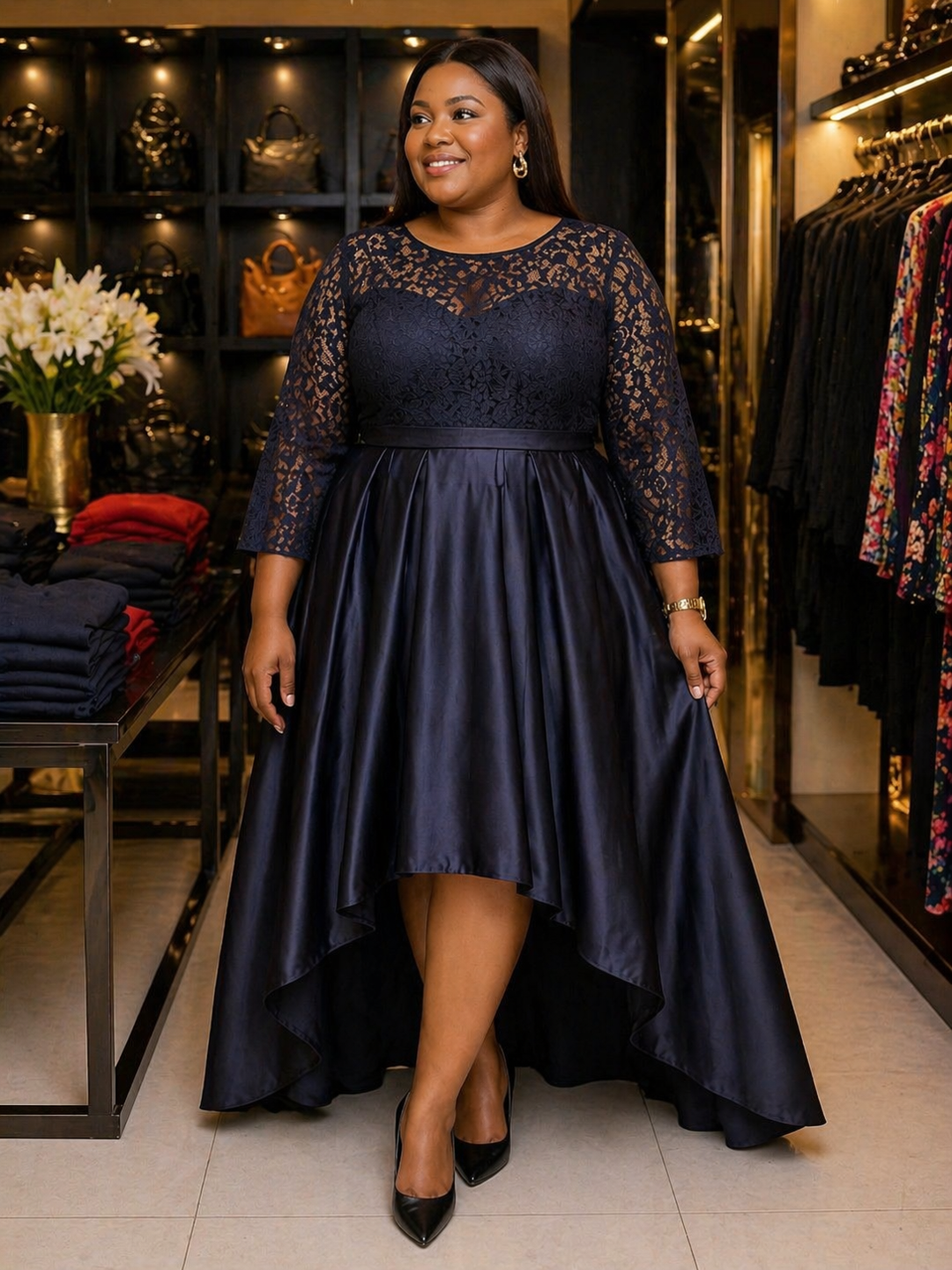 Luceez Hi-Low dress Blue EU58(US 58)