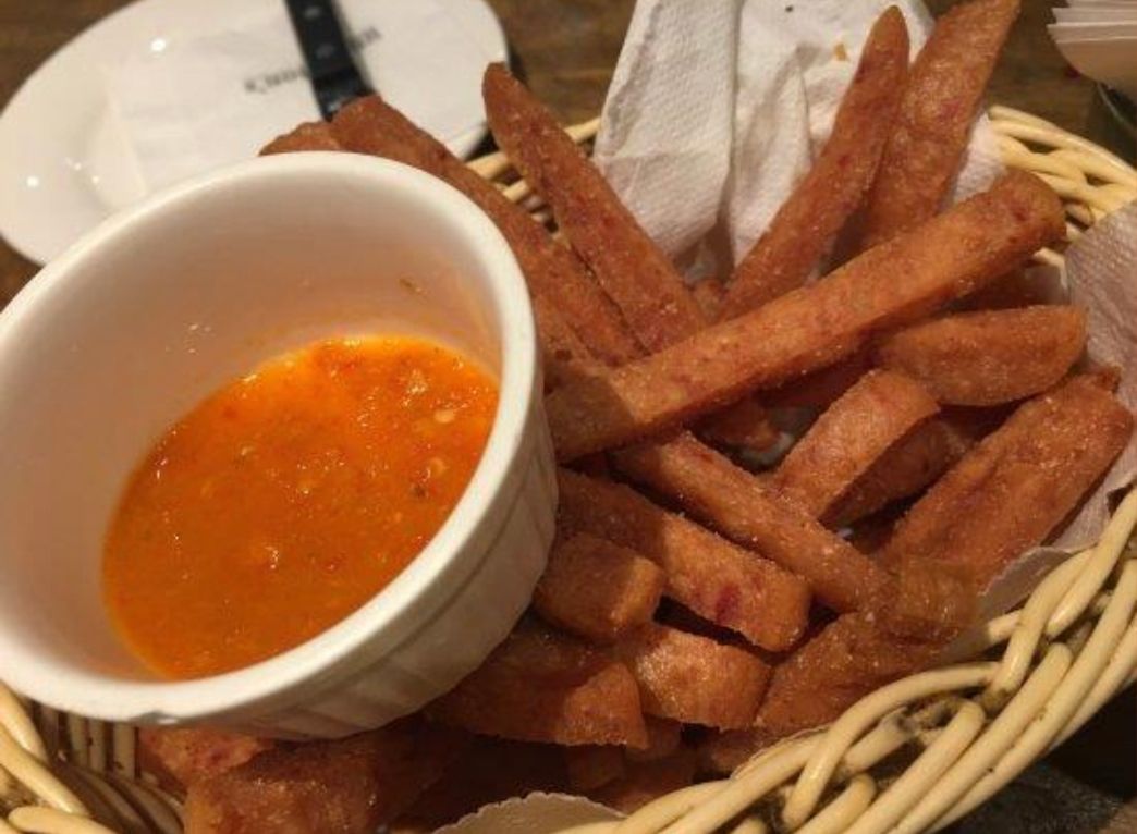 Deep fried luncheon meat with thai chili sauce