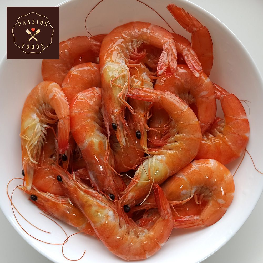 Cooked Vanamei Prawns, Head On Shell On, Size 31/40