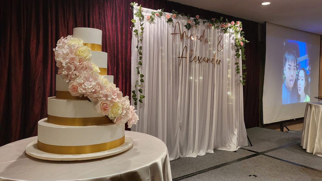 Romantic Floral Backdrop with Customised Signage