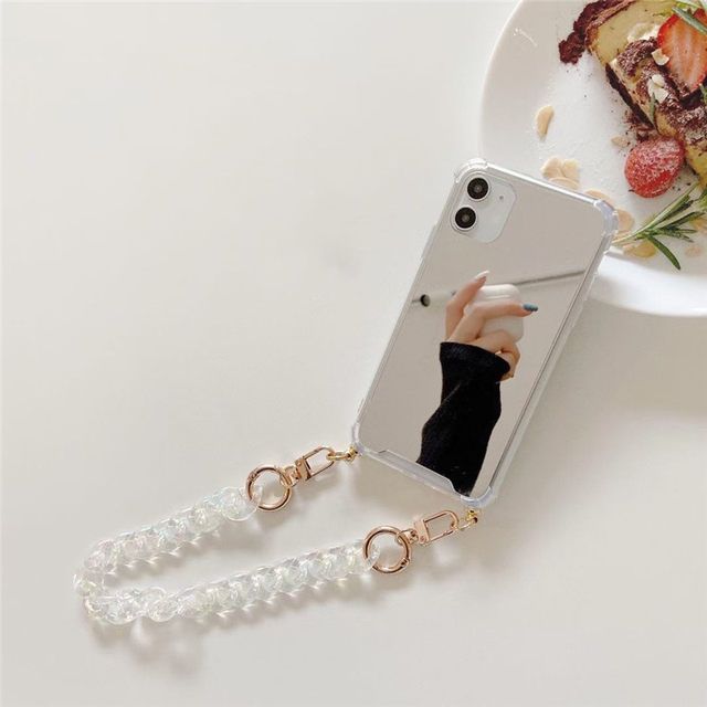 Plating mirror acrylic chain strap bracelet soft phone case for iphone 12 Pro Max MiNi 11 Pro Max X XR XS Max 7 8 plus SE
