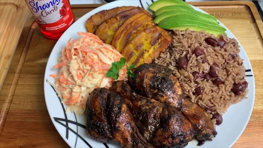 Jerk Chicken with Rice & Peas 