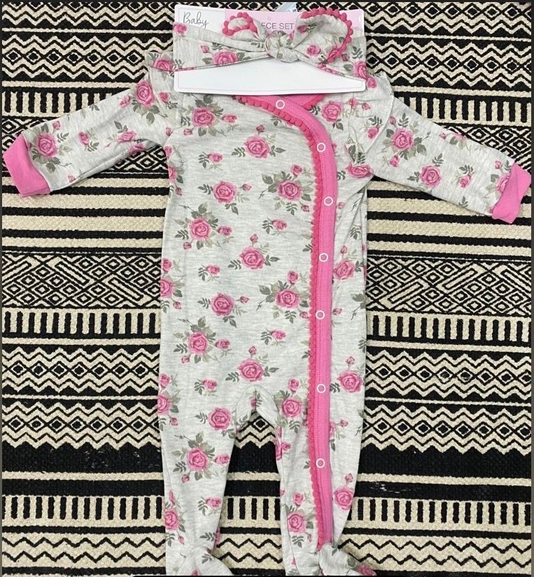 Rose Sleepsuit with headband