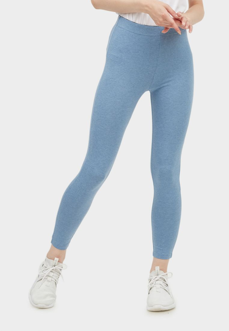 Ladies High Waisted Legging Light Blue (Solid Color)