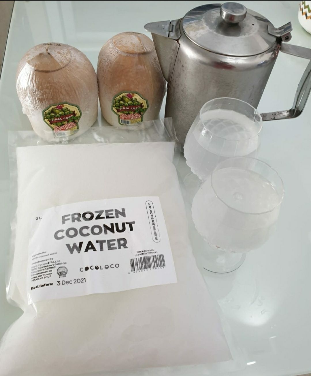 🥥*🥥👍🏻🤤Frozen Fresh Coconut Water 2 lite (serve 8 to 10 cups)