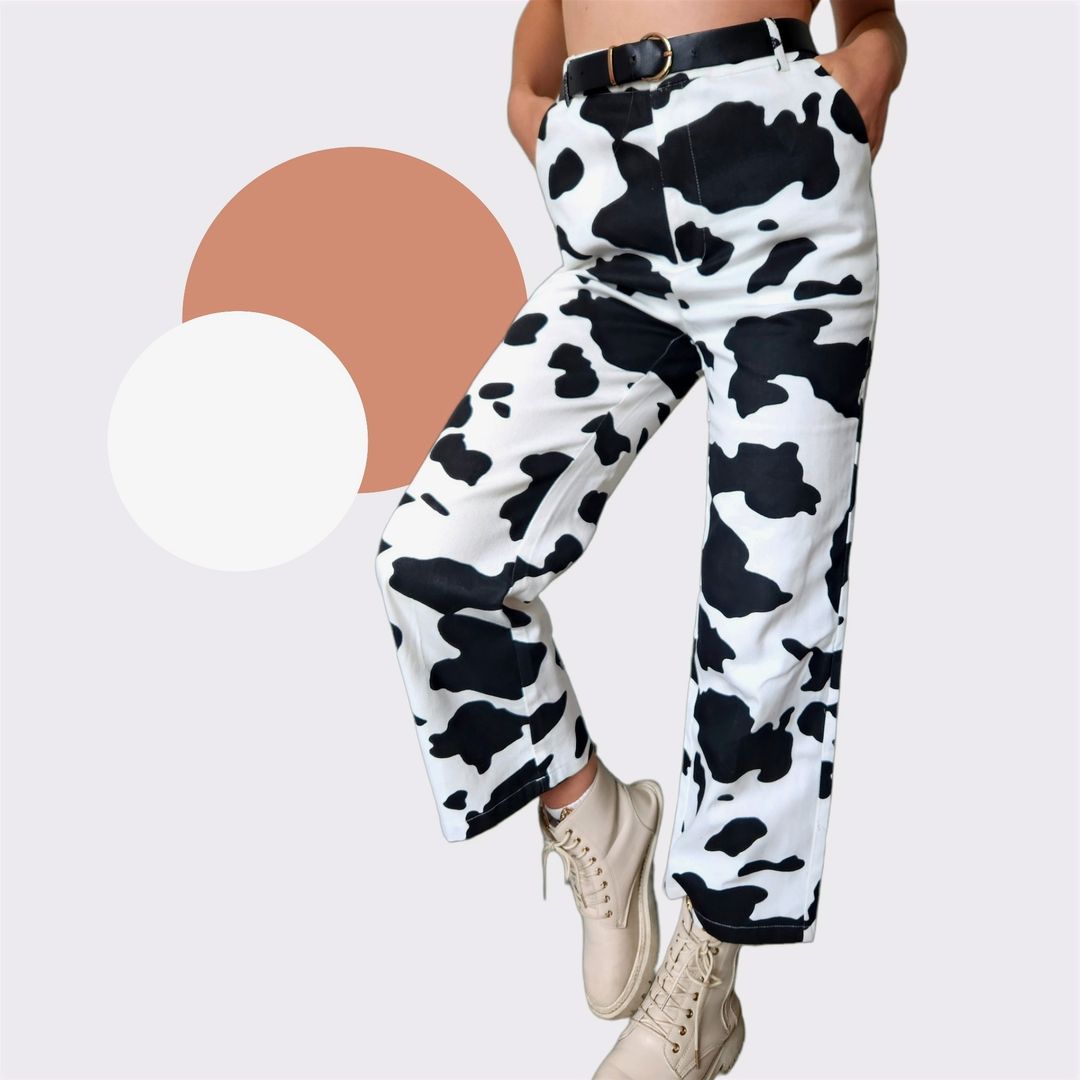 SUBTLE FLARE COW PRINT JEAN