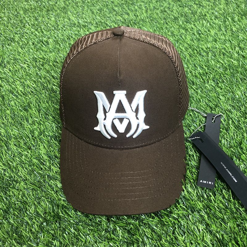 AMIRI CURVED PEAK BROWN LOGO