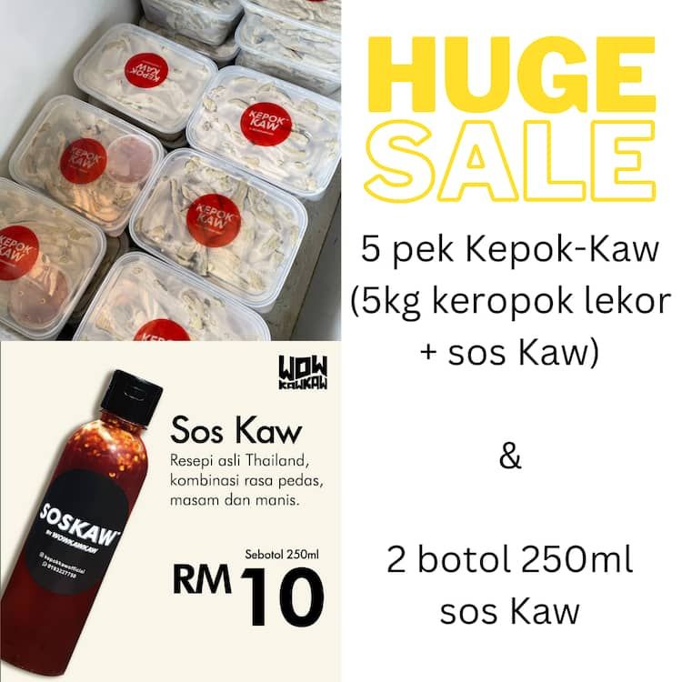 5 pek Kepok Kaw + FREE 2 Botol 250ml sos KAW