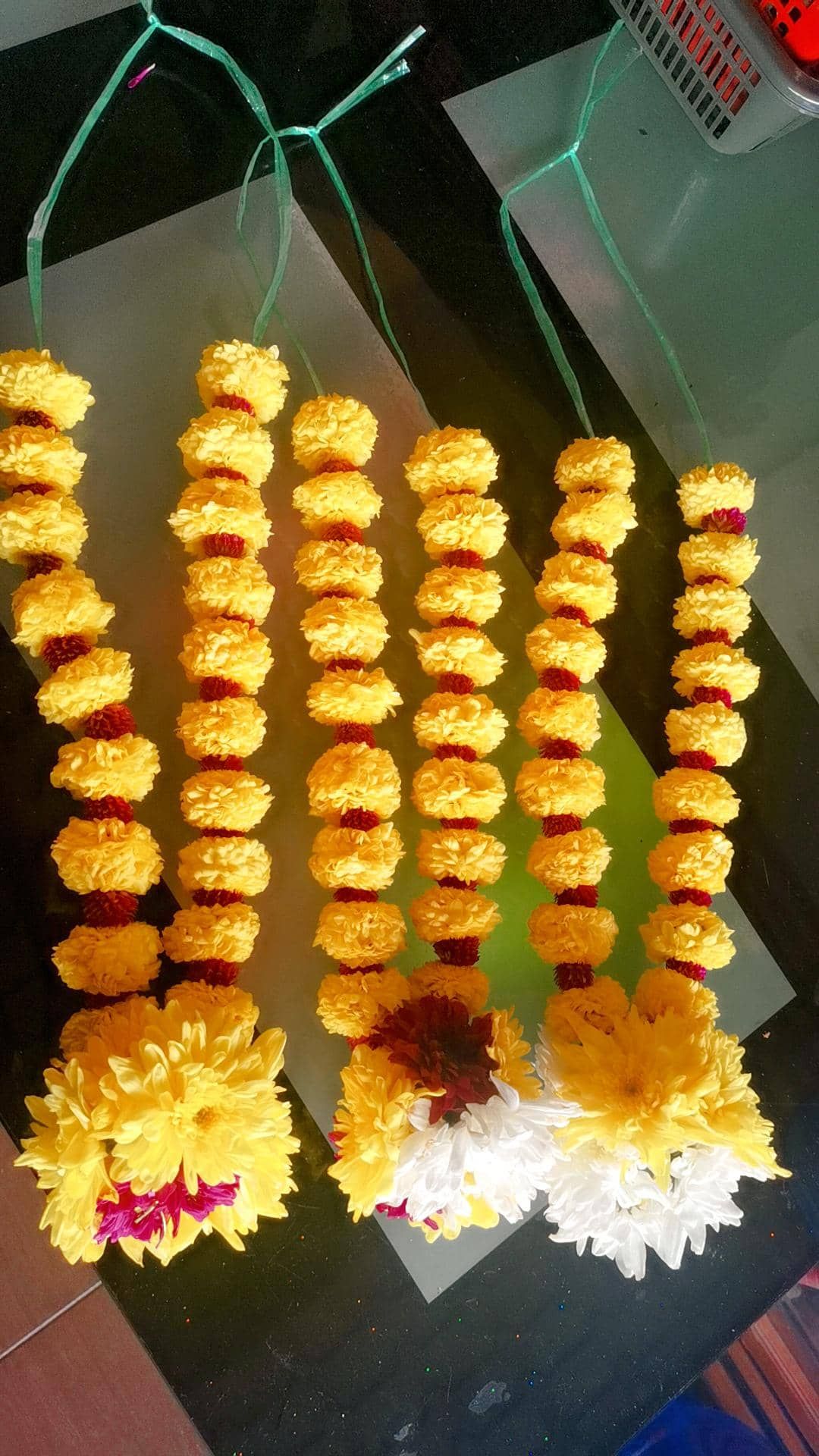 Yellow pom pom garland