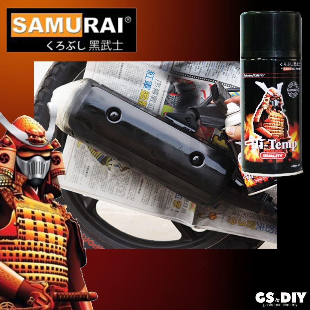 SAMURAI H2 Hi-Temp Black 600°c Heat Resistant Spray Paint🔥 Motor Spray Exhaust Tahan Panas Cat Motor 300ml