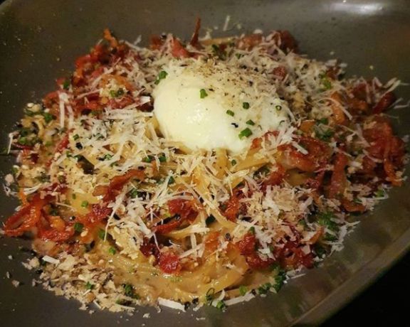 Cripsy Pork Jowl Linguini