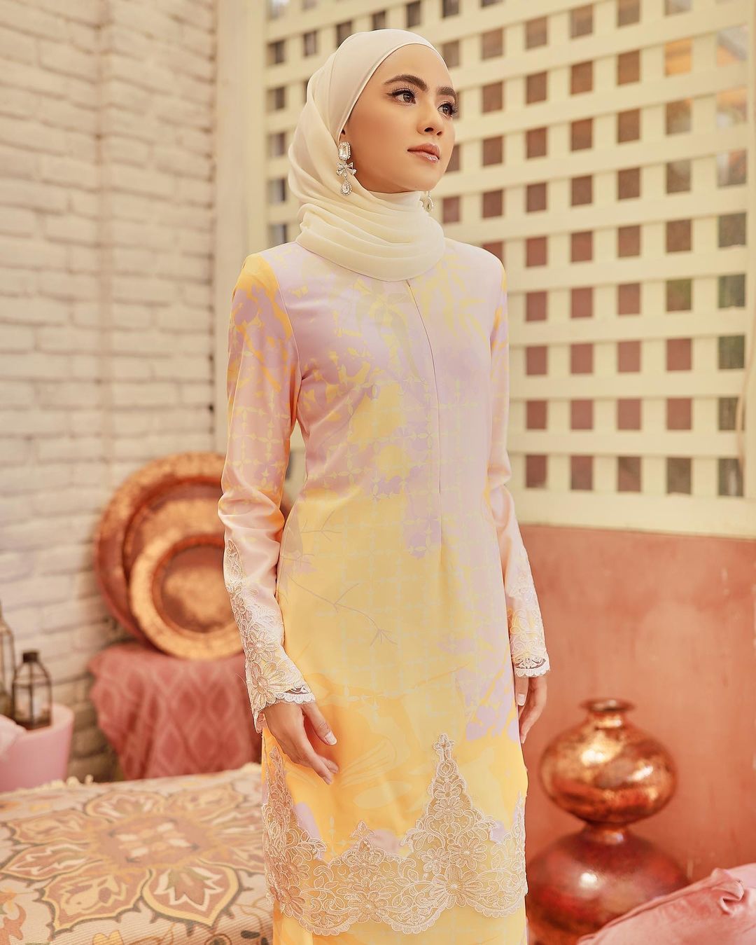TIARA LACE KURUNG - YELLOW PINK