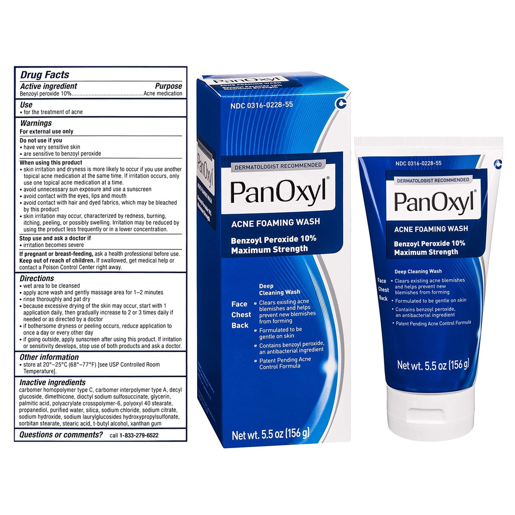 PanOxyl Acne Foaming Wash 10% Max Strength 156g