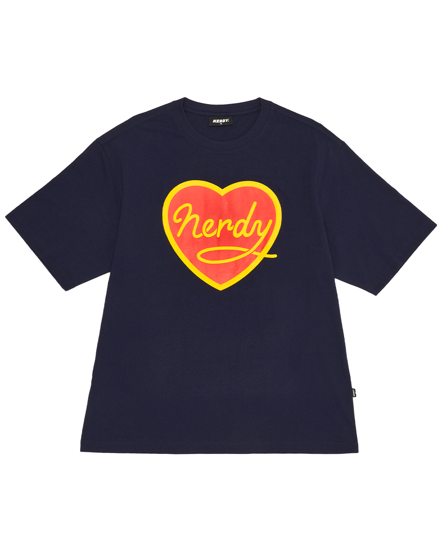 Nerdy Cursive Heart - Navy Blue