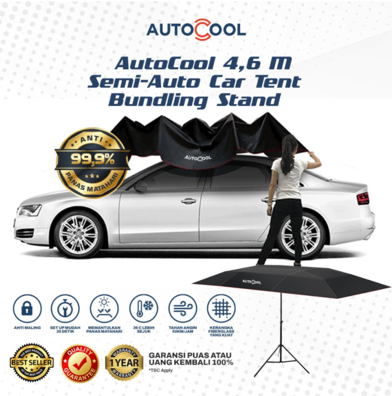 4,6 m Semi Auto Car Tent (Bundle with Stand)