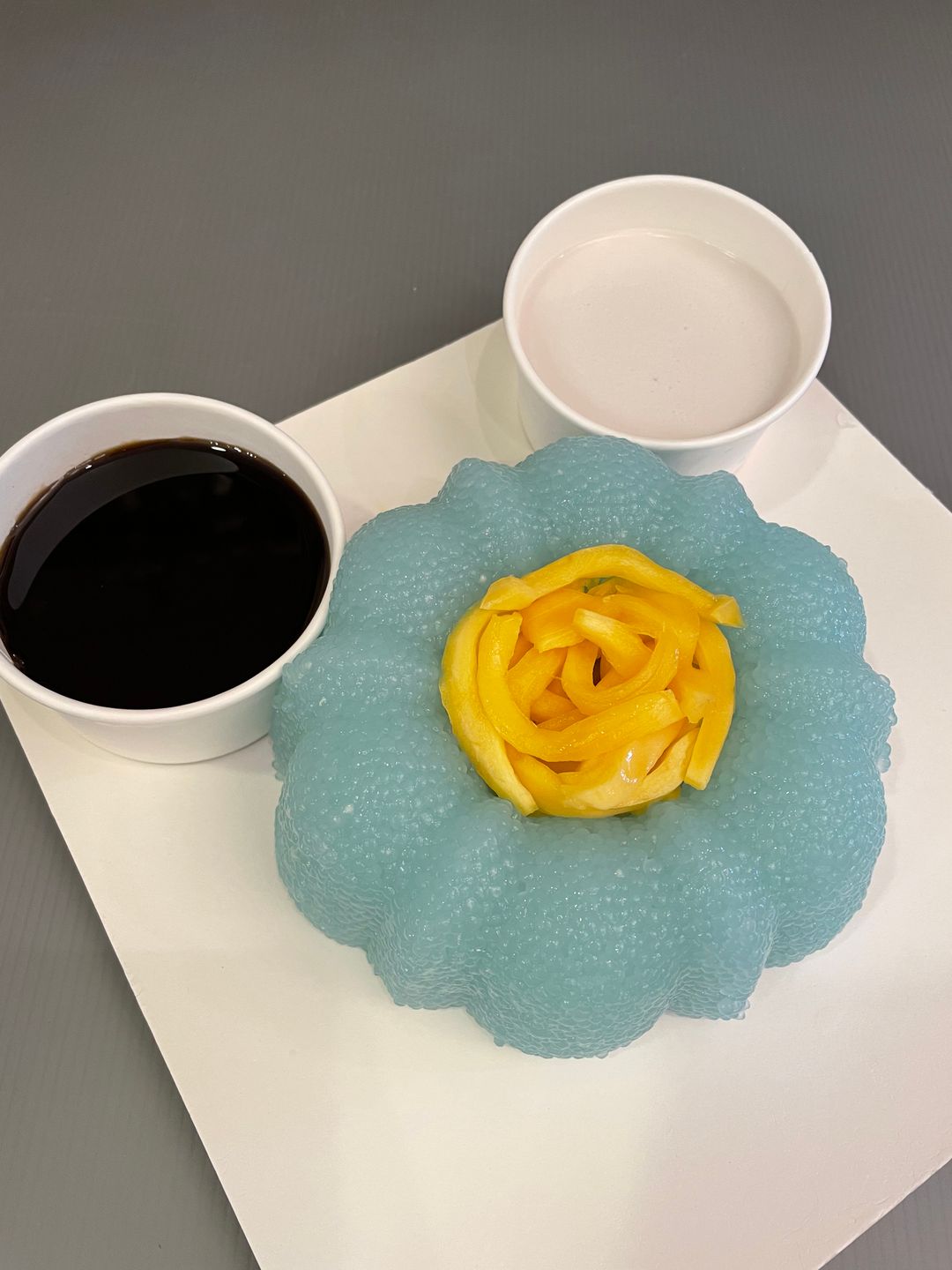 Blue pea sago gula Melaka bundt with jackfruit 