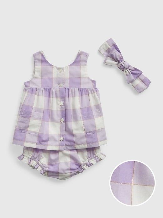 Shiny Gingham Outfit 3 piece set