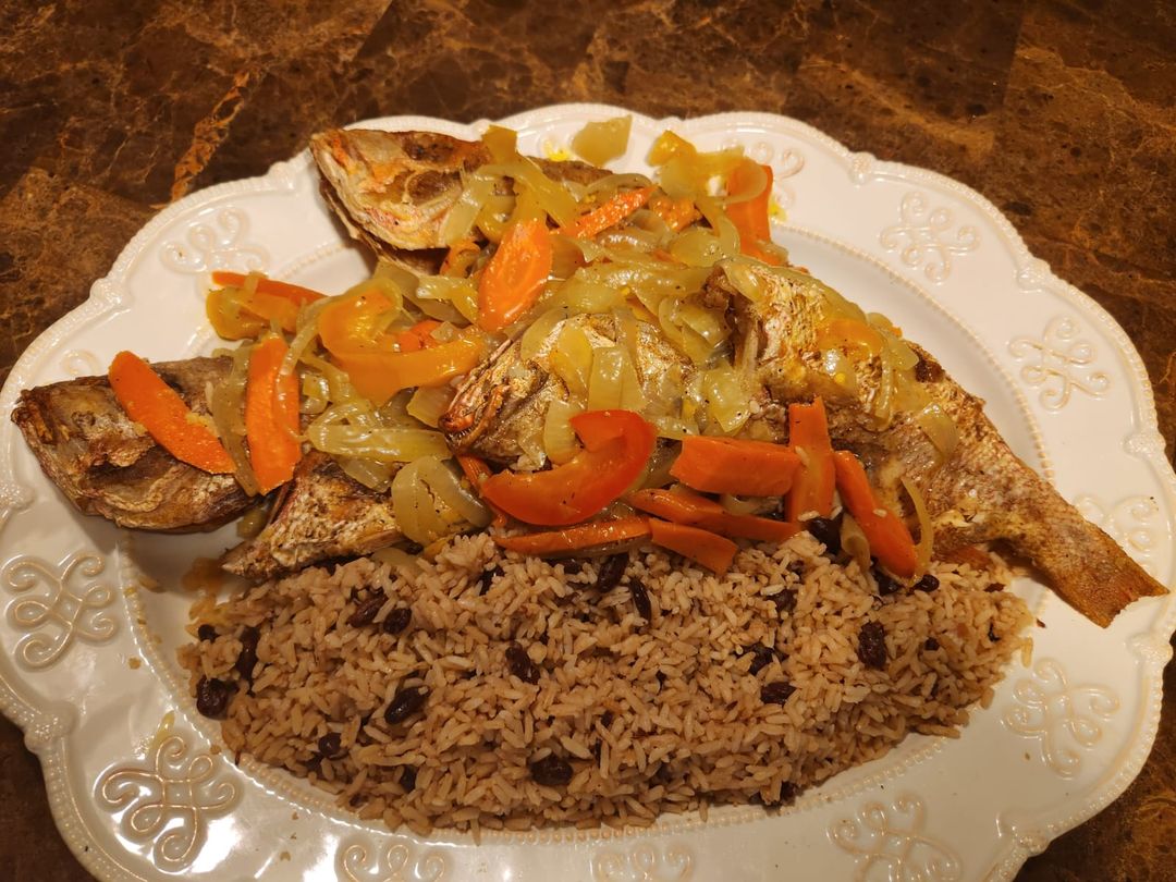 Rice & Peas with Escovitch Fish