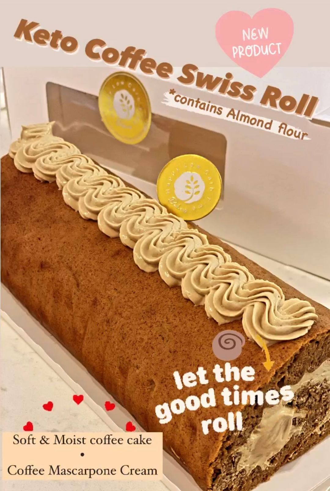 Coffeeeeee Swiss Roll (Almond flour)