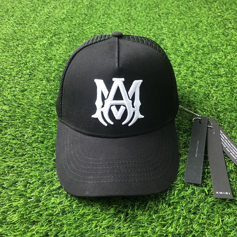 AMIRI CURVED PEAK BLACK AND WHITE LOGO
