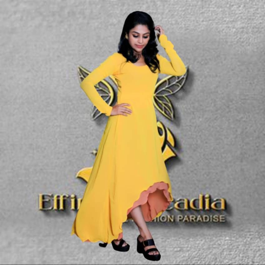 Yellow High Low Kurti