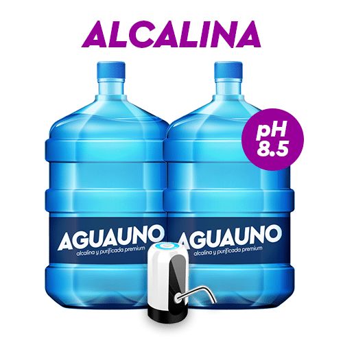 2 Bidones (20L c/u) cargados con Agua Alcalina + Dispensador USB