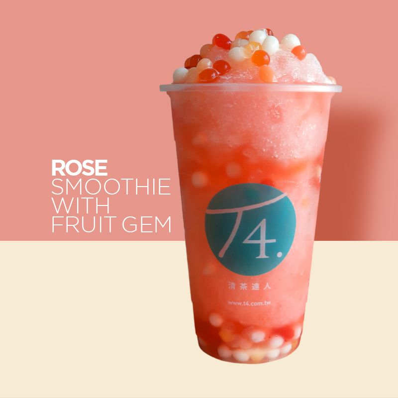Rose Smoothie With Fruit Gems