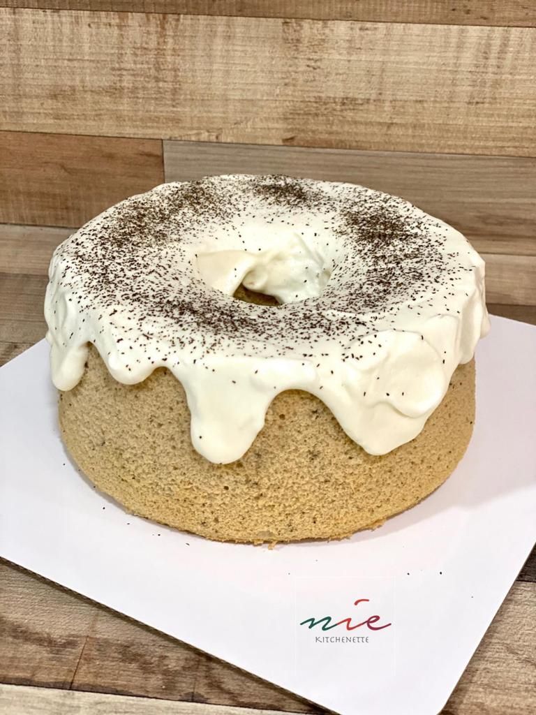 Homemade Authentic Organic Earl Grey Chiffon Cake with Sea Salt Cream Topping 