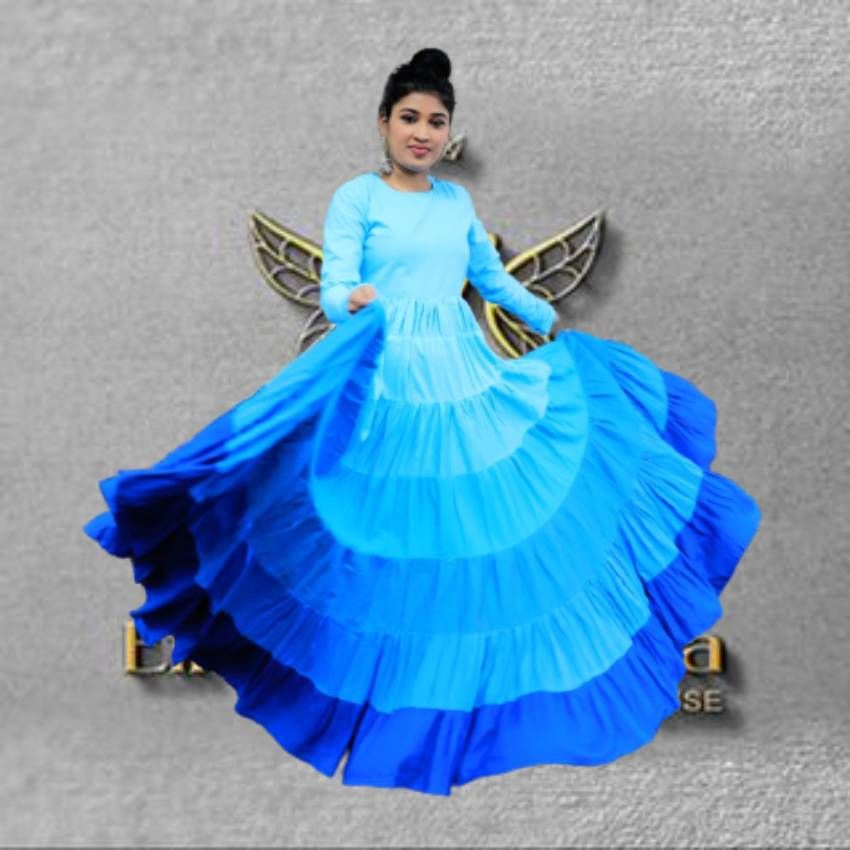 Blue Theme Tiered Maxi Dress