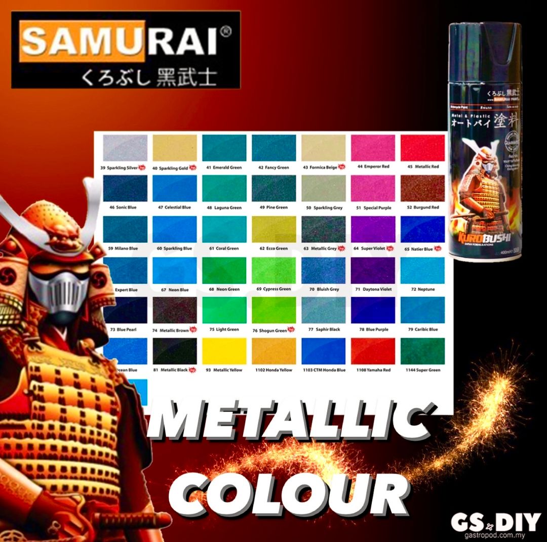 SAMURAI Spray Paint Metallic Colour 400ml🎨 (#43 #51 #64 #65 #68 #74 #76 #77 #81 #93)