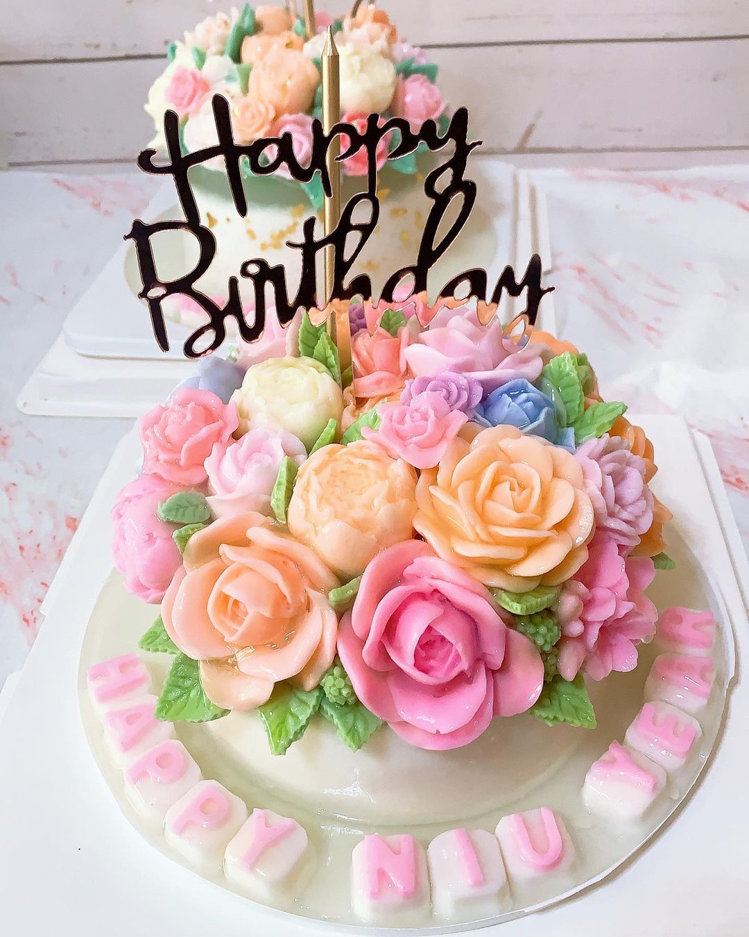 NAME / HAPPY BIRTHDAY (jelly alphabet) on Board +$5 