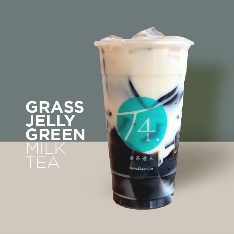 Grass Jelly Green Milk Tea
