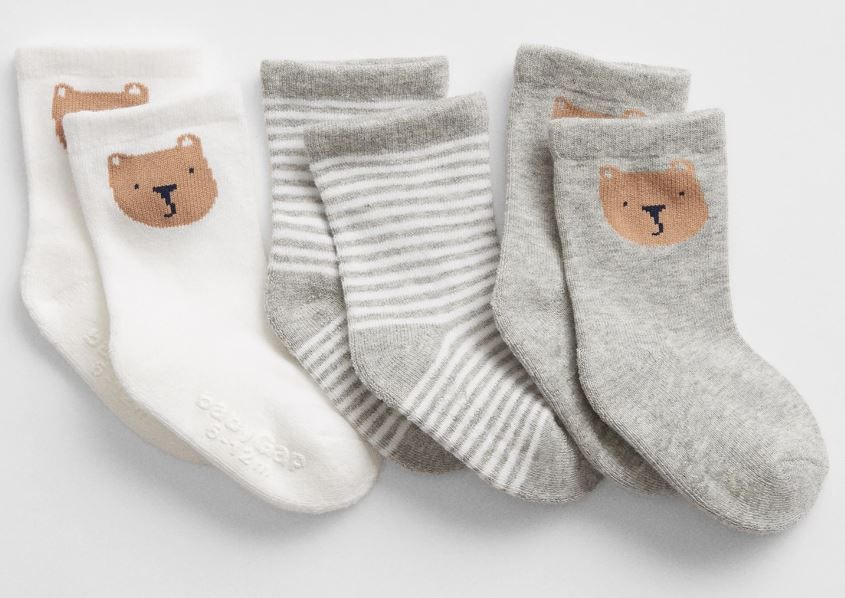 Baby socks 3 pack grey