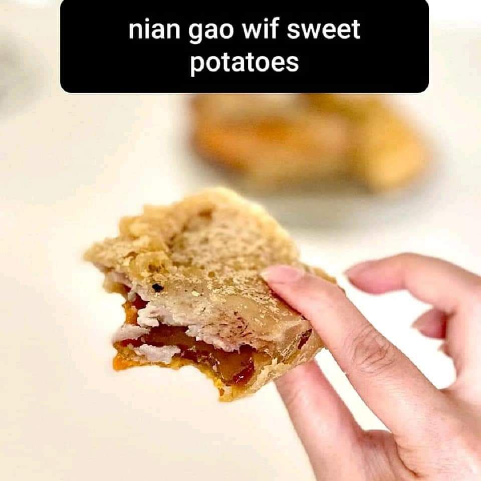 Fried Nian Gao with sweet potato年糕