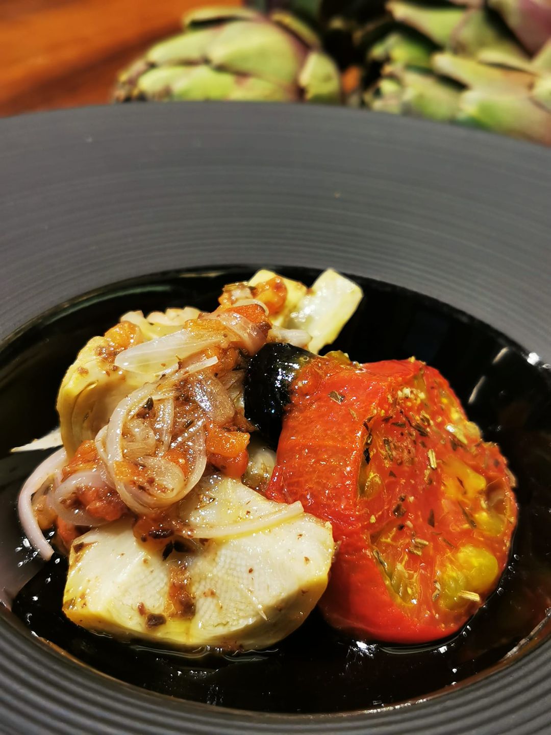 Artichoke Barigoule & Japanese Fruit Tomato