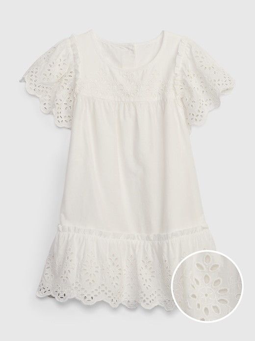 Flutter Eyelet Dress in off white