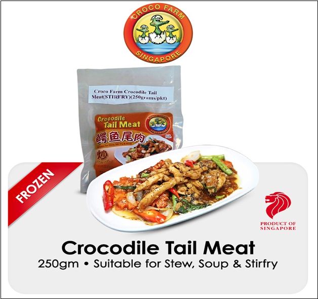 Croco Farm Frozen Crocodile Tail Meat(STIRFRY) 250gm[10 + 1 Deal] Buy 10Packet for $100 and get 1Packet Free.